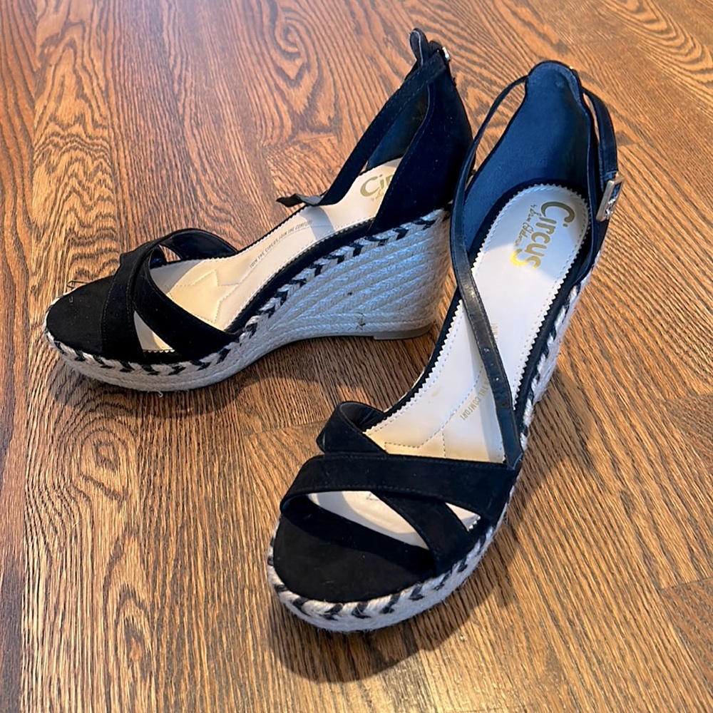 Circus by Sam Edelman Black Espadrille Wedges Size 8.5